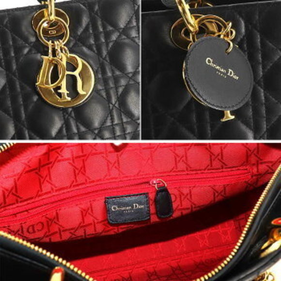 Christian Dior Lady Large Shoulder Bag Leather Black - Picture 6 of 8